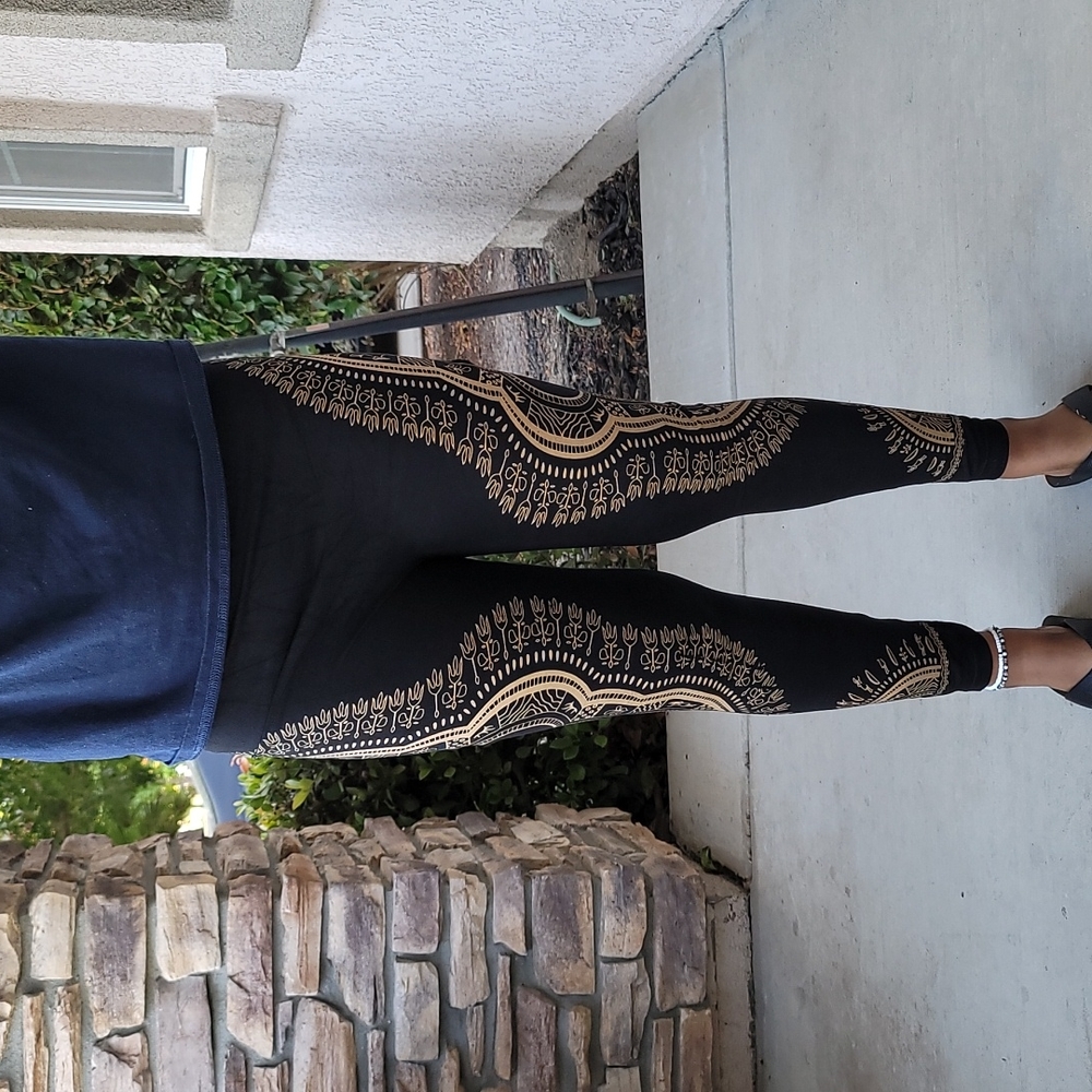 Brown and Black Printed Leggings, XL